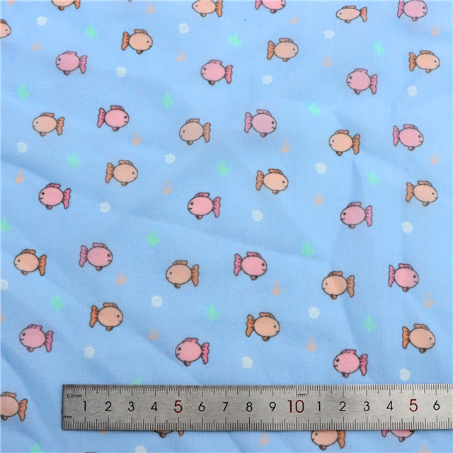 small fish printed chiffon fabric 5#blue,50*148cm(19.7*58.3
