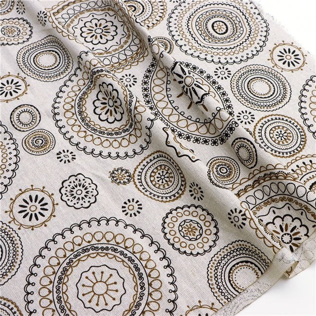 fresh printed polyester cotton spun linen fabric