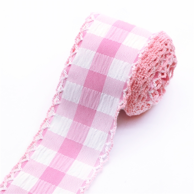 plaid double layer two-color hook ribbon