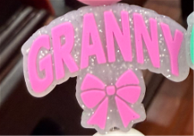 silicone glitter bow letter silicone beads