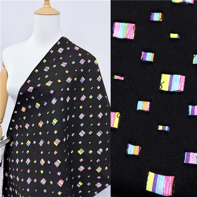 ripped hole composite rainbow denim fabric