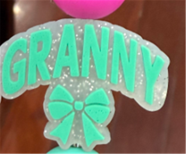 silicone glitter bow letter silicone beads