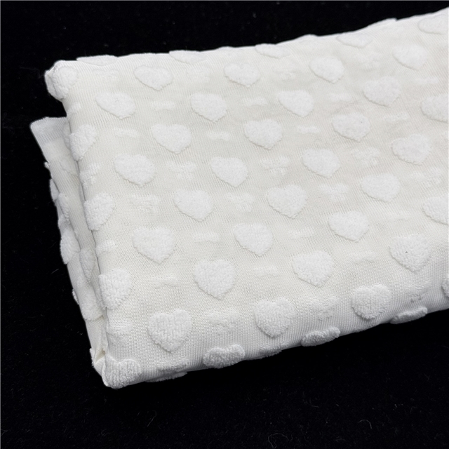 3d plush heart plain jacquard fabric