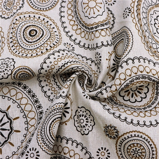 fresh printed polyester cotton spun linen fabric