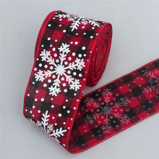 christmas imitation hemp line edged wired ribbon