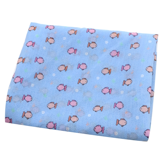 small fish printed chiffon fabric 5#blue,50*148cm(19.7*58.3