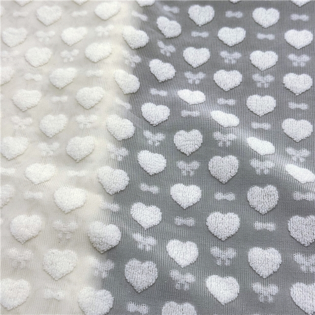 3d plush heart plain jacquard fabric