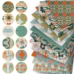 geometry leaves flowers series polyester cotton fabric set (12 pcs/set)