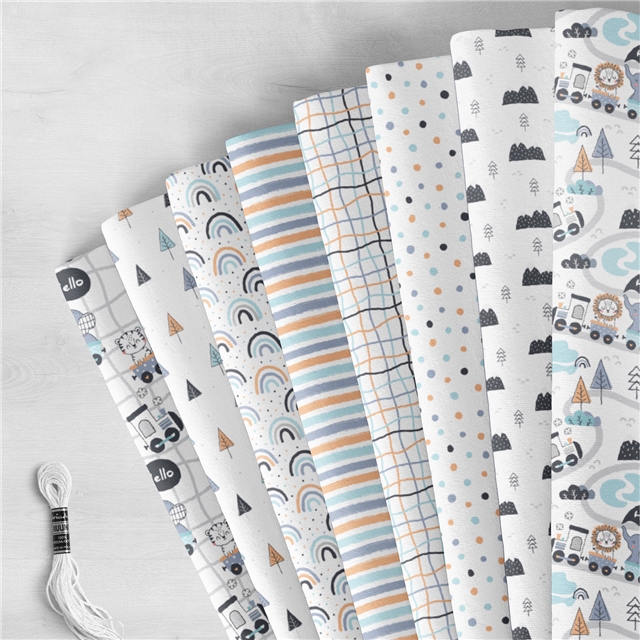 polyester cotton geometric animals series polyester cotton fabric set (8 pcs/set) polyester cotton fabric,20*20cm(7.9*7.9
