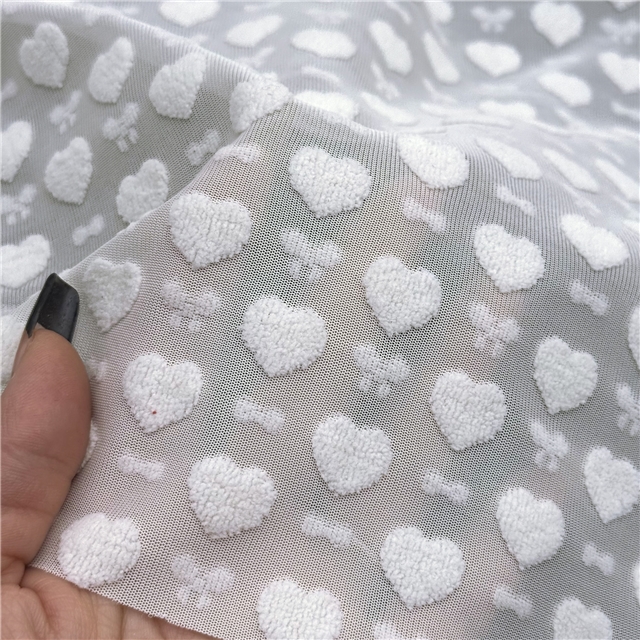 3d plush heart plain jacquard fabric