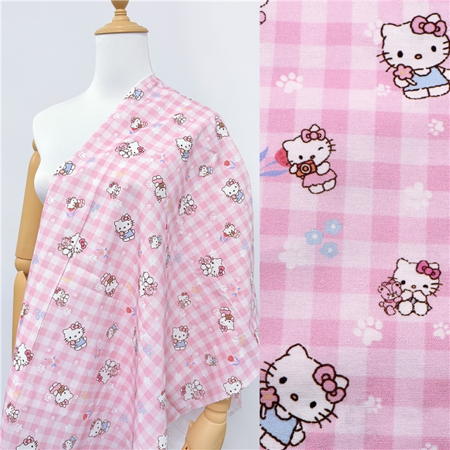 100% cotton hello kitty 100% cotton flannel digital printed fabric