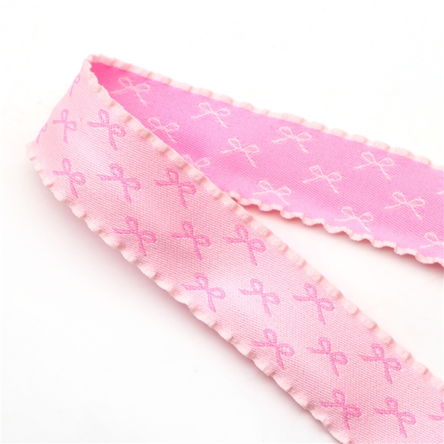 polyester Double sided color blocked bow lace ribbon light pink,2.5cm(1