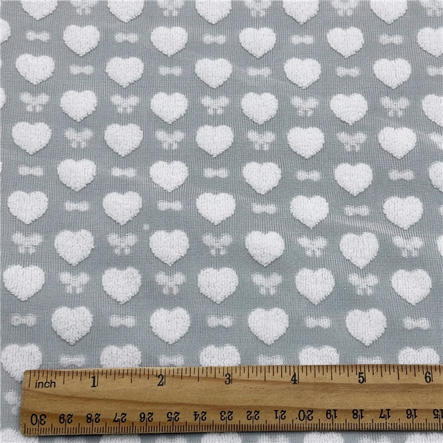 3d plush heart plain jacquard fabric