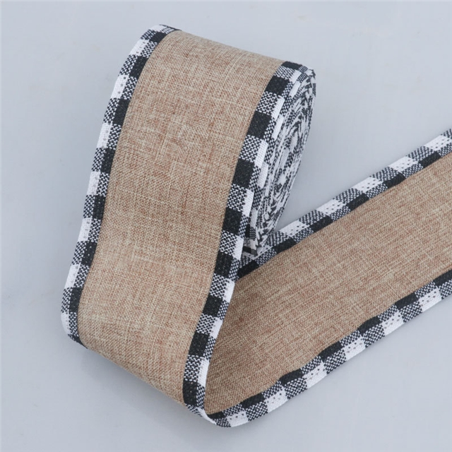 christmas imitation hemp line edged wired ribbon