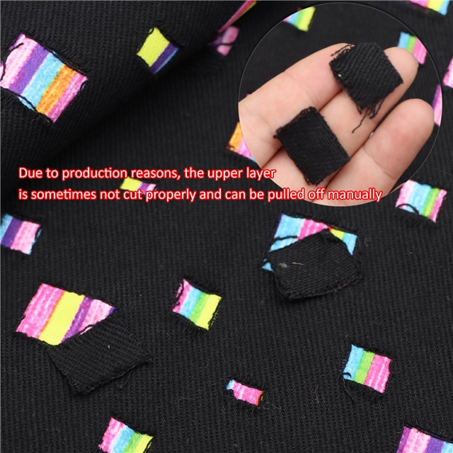 ripped hole composite rainbow denim fabric