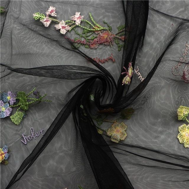 embroidered flower mesh fabric 5#green,50*150cm(19.7*59.1