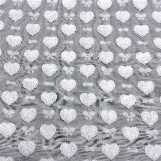 3d plush heart plain jacquard fabric