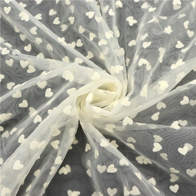 100% nylon velvet heart mesh fabric A1# apricot color,50*150cm(19.7*59.1