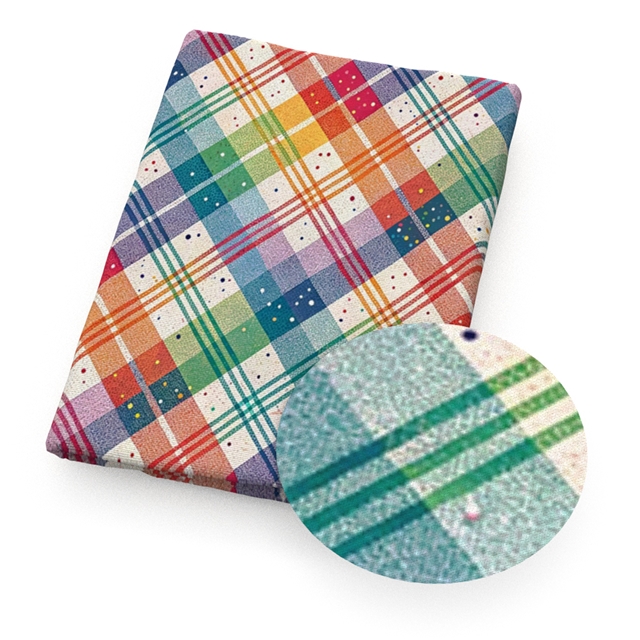 polyester cotton grid rainbow unicorn series polyester cotton fabric set (4 pcs/set) polyester cotton fabric,20*20cm(7.9*7.9