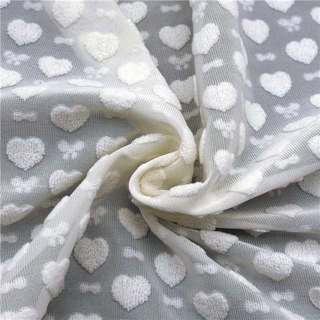 3d plush heart plain jacquard fabric