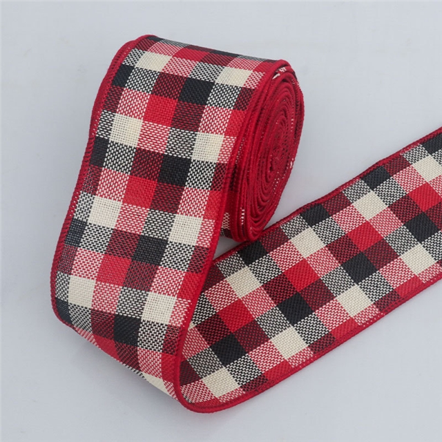 christmas imitation hemp line edged wired ribbon