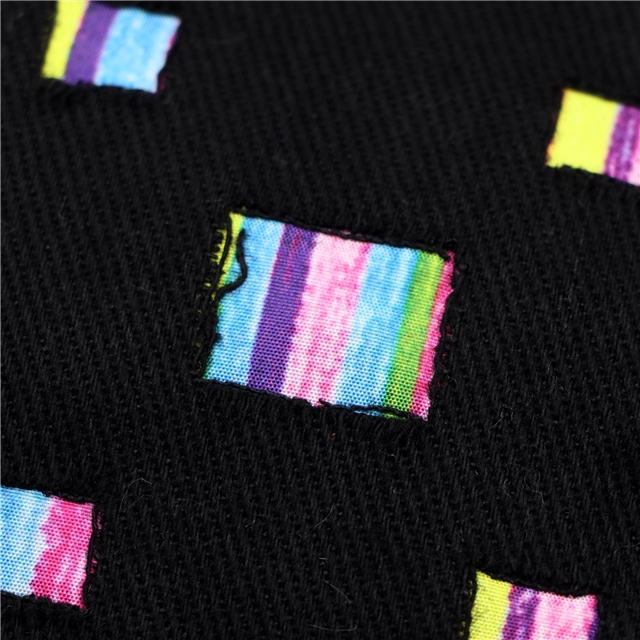 ripped hole composite rainbow denim fabric