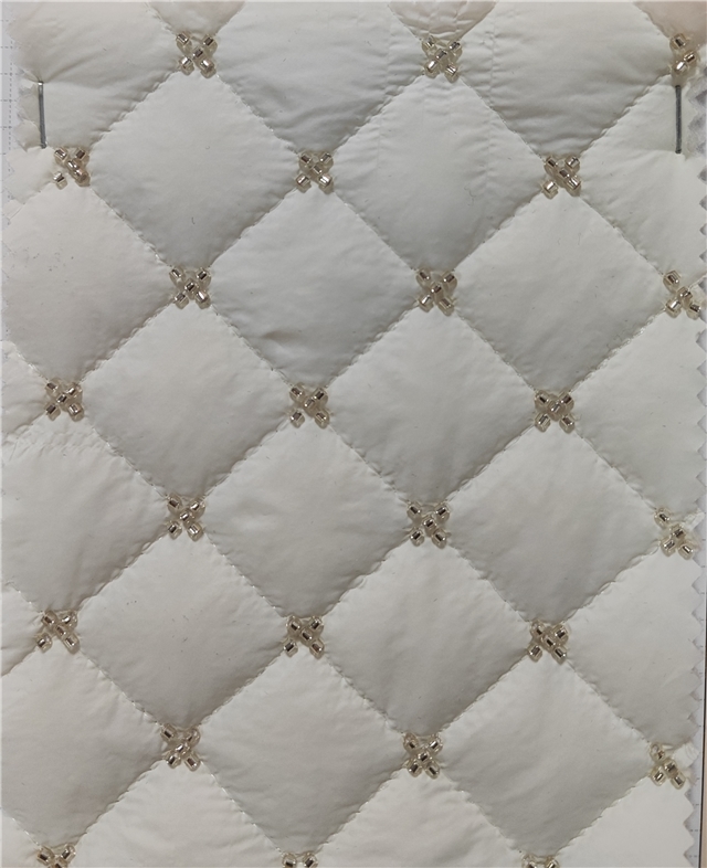 quilted embroidery bead diamond pattern cotton fabric