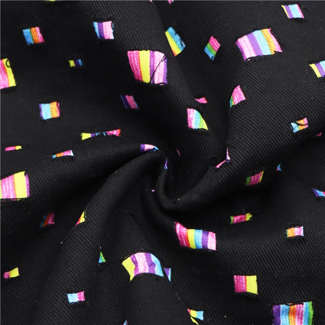 ripped hole composite rainbow denim fabric