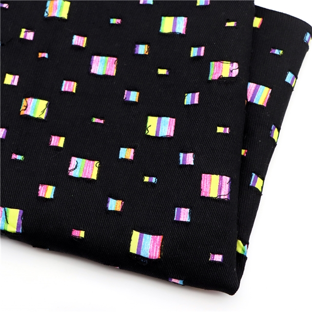 ripped hole composite rainbow denim fabric