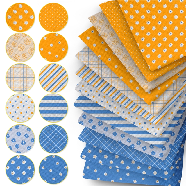polyester cotton geometric flower series polyester cotton fabric set (12 pcs/set) polyester cotton fabric,50*45cm(19.7*17.7