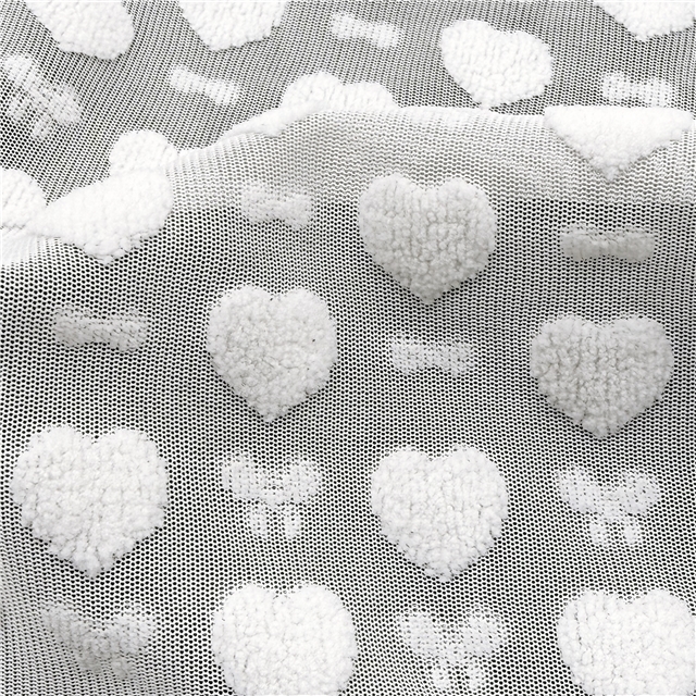 3d plush heart plain jacquard fabric