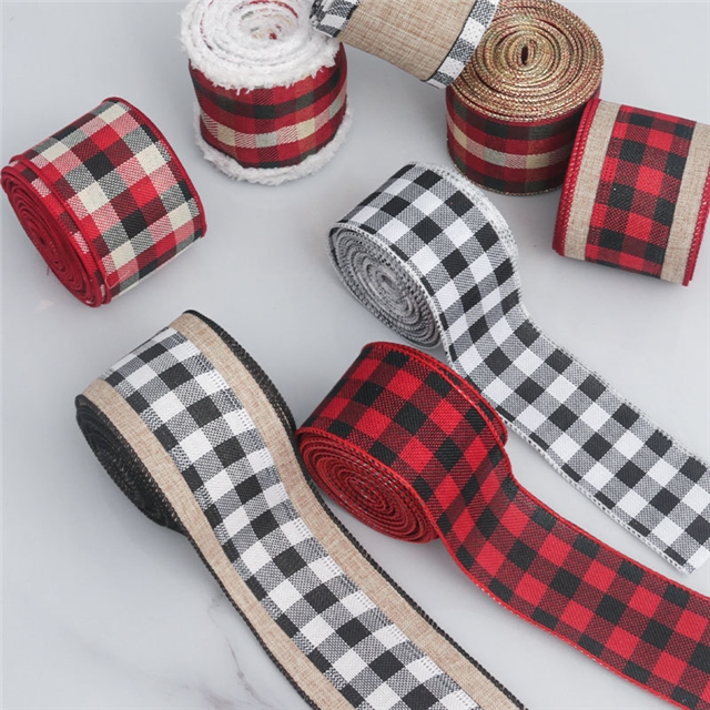 christmas imitation hemp line edged wired ribbon