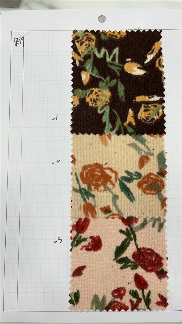 flower printed corduroy fabric
