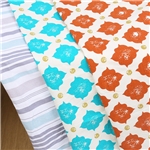 striped flower printed cotton and linen fabric