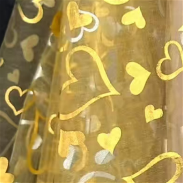 hot stamping heart-shaped organza fabric