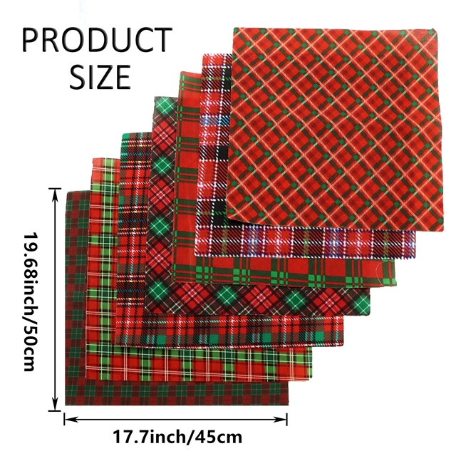 polyester cotton christmas plaid series polyester cotton fabric set (7 pcs/set) polyester cotton fabric,50*45cm(19.7*17.7