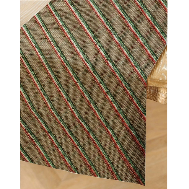 100% polyester glitter ink print christmas color striped imitation linen fabric