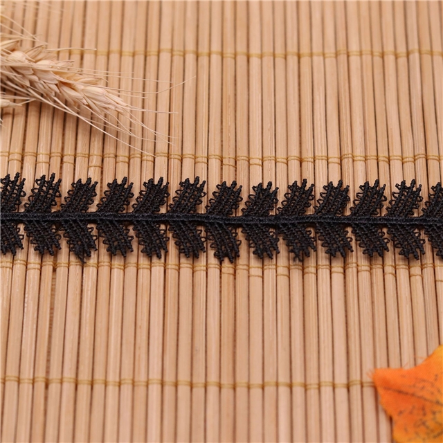 leaves double side stairs hollowed out polyester silk lace