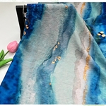 blue ethnic style digital printed brocade cotton fabric