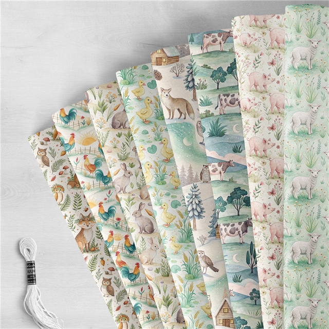 polyester cotton animals series polyester cotton fabric set (8 pcs/set) polyester cotton fabric,20*20cm(7.9*7.9