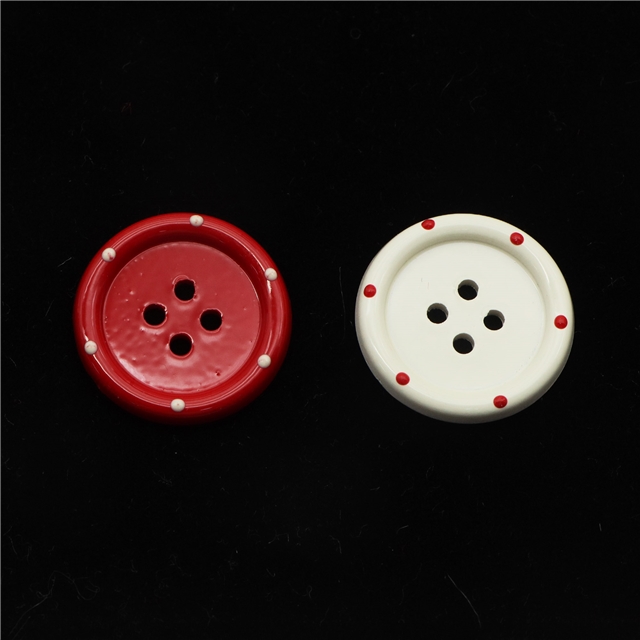 acrylic Polka dot red white circular button