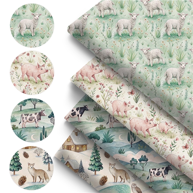 polyester cotton animals series polyester cotton fabric set (8 pcs/set) polyester cotton fabric,20*20cm(7.9*7.9