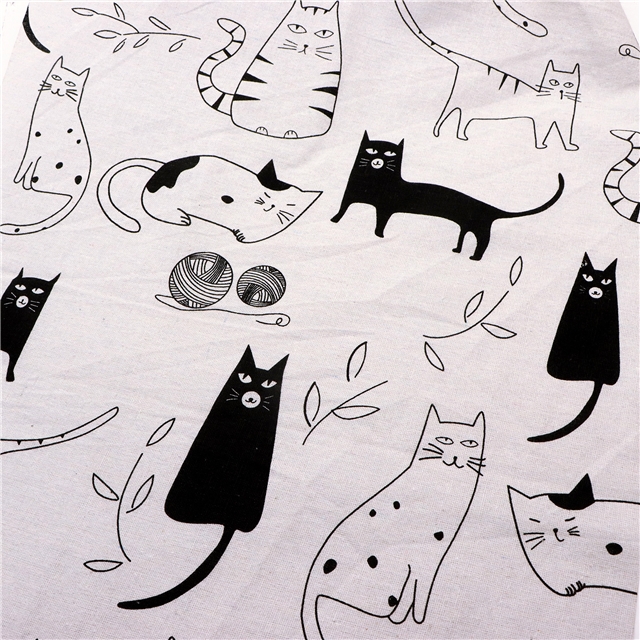 cat series cotton and linen fabric printing 3#,50*150cm(19.7*59.1