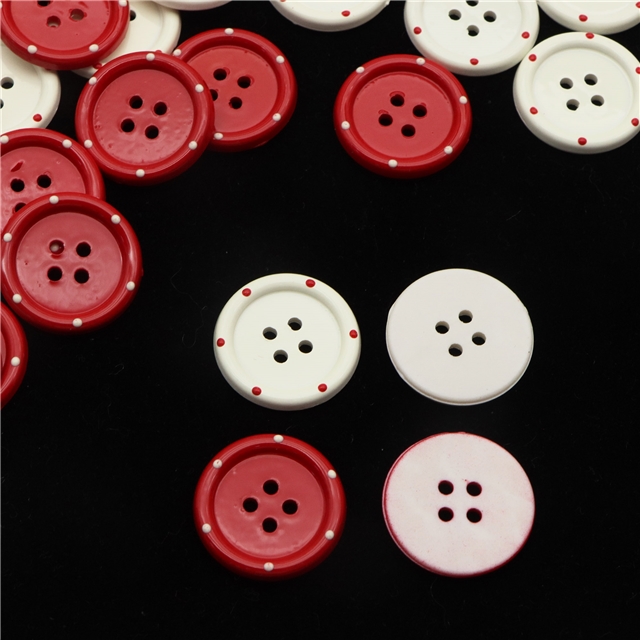 acrylic Polka dot red white circular button