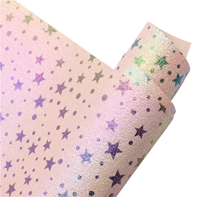 synthetic leather rainbow star Iridescent metal burst cracked faux leather 20*33cm(7.9*13