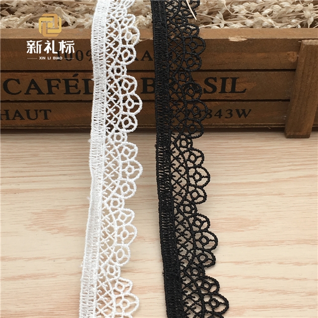 leaves double side stairs hollowed out polyester silk lace