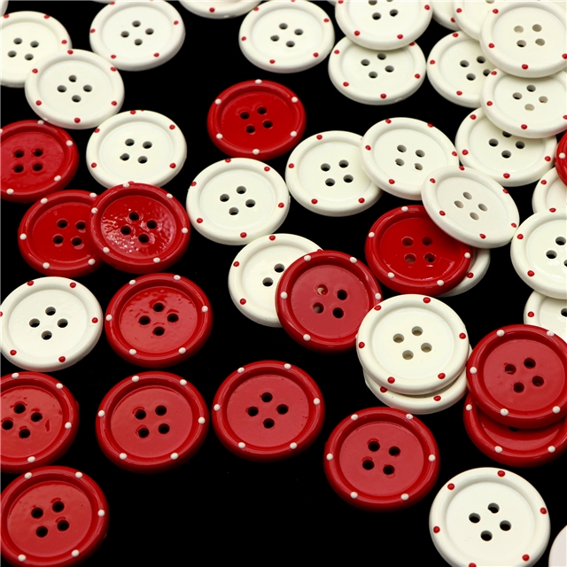 acrylic Polka dot red white circular button