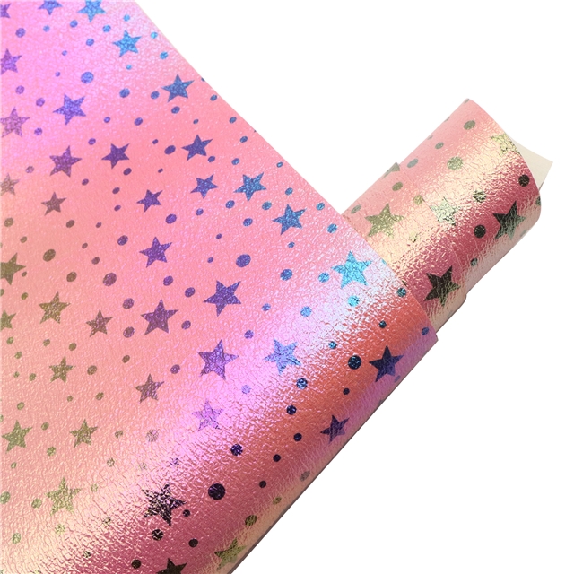 synthetic leather rainbow star Iridescent metal burst cracked faux leather 20*33cm(7.9*13