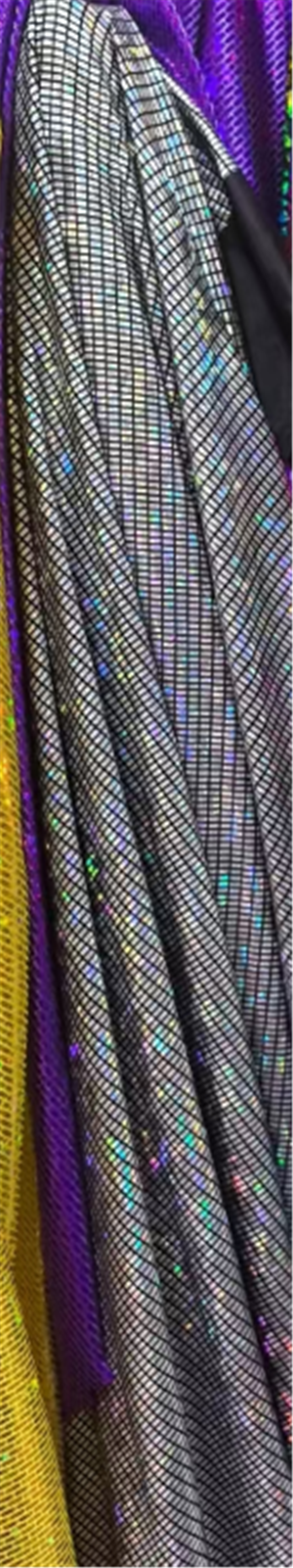 iridescent laser hot stamping silver rectangular grid fabric