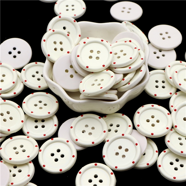 acrylic Polka dot red white circular button